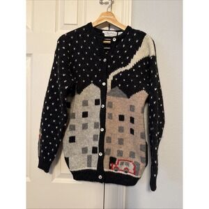 Vtg Jayson Younger 100% Shetland Wool Sweater Cardigan W/Pockets Lusekofte